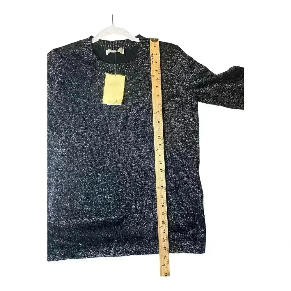 Michael Kors Womens Black Metallic Sweater,‎ Medium